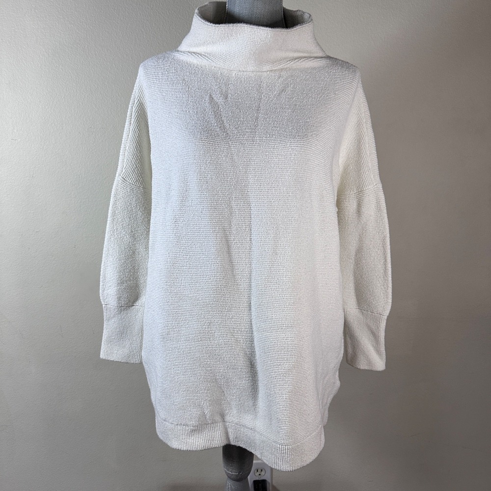 FREE PEOPLE Ottoman Slouchy Long Sleeved Ribbed Tunic Sweater Cream‎ Size M